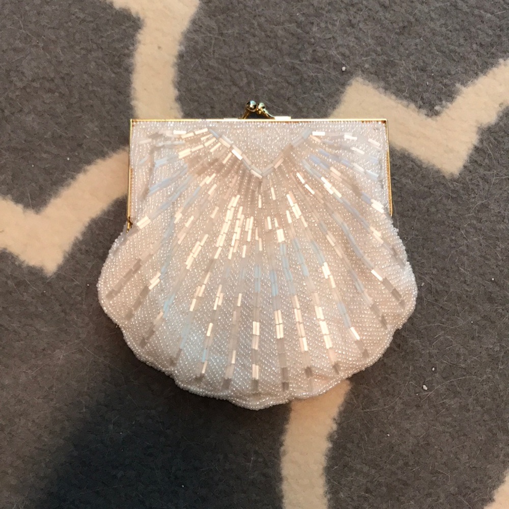 White beaded evening clutch